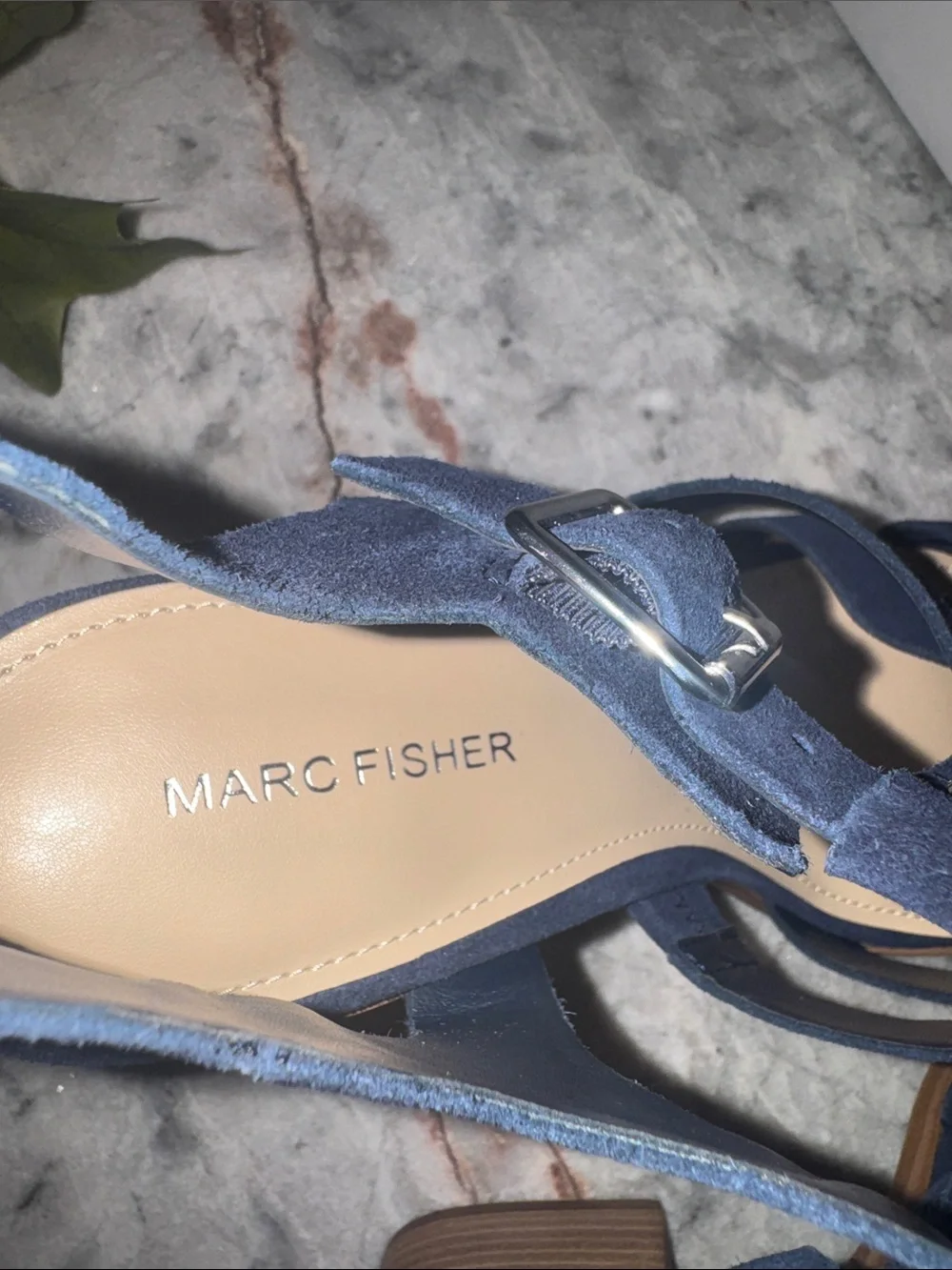 Marc Fisher Navy Suede Multi-Strap Block Heel Sandals